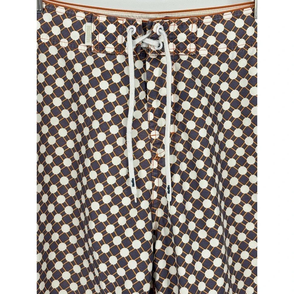 Katin Board Shorts Mens 34 Brown Polka Dot Geometric Retro Surf Swim Trunks